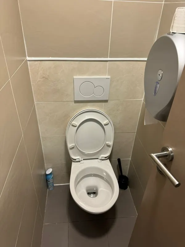 WC suspendu dans des toilettes carrelées