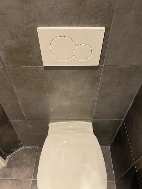 WC suspendu avec plaque de commande double touche, débouchage Cachan